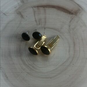 Gold and Black Cufflinks and Stud Set